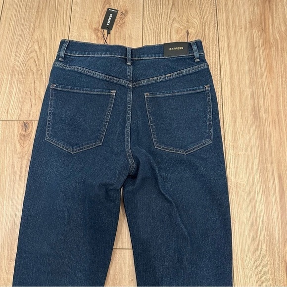 NWT Express Slim Super High Rise 4R Distressed Dark Denim - Picture 10 of 13